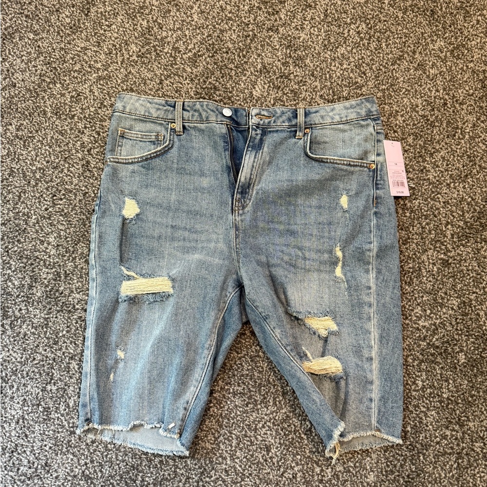 Wild Fable Blue High Waist Distressed Shorts